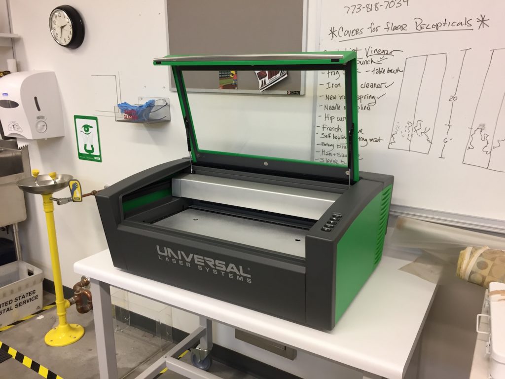 Universal Laser Cutter in Hamilton College's costume shop